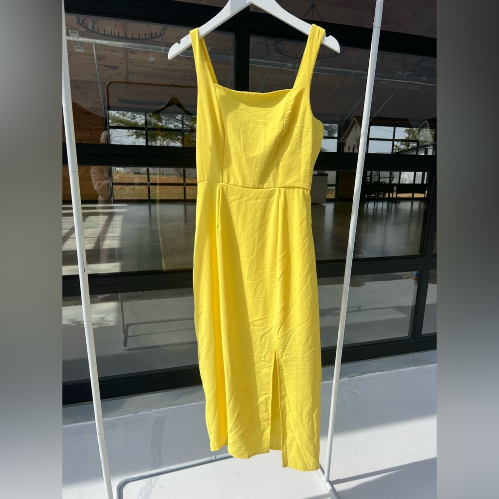 NSR Bright Yellow Midi Dress